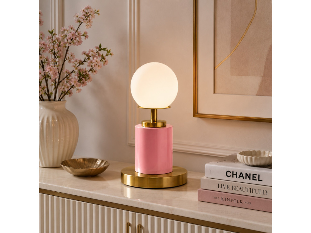 "Moira" Metal Table Lamp - 17 x 17 x 34 cm - Pink