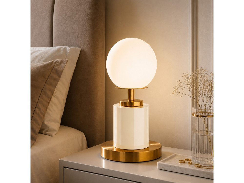 "Moira" Metal Table Lamp - 17 x 17 x 34 cm - Beige
