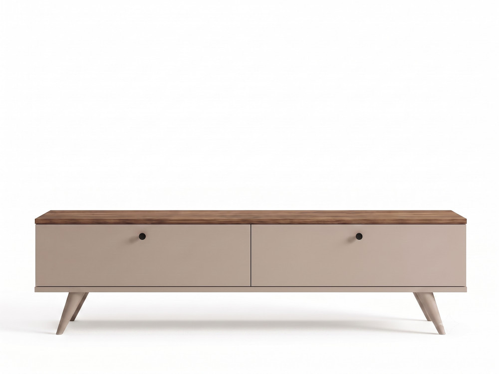 "Paris" Wooden TV Stand - 160 x 25 x 40 cm - Walnut / Cashmere
