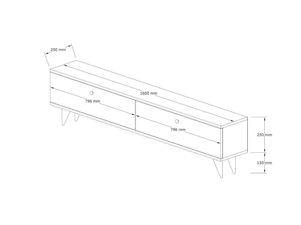 "Paris" Wooden TV Stand - 160 x 25 x 40 cm - Walnut / Cashmere