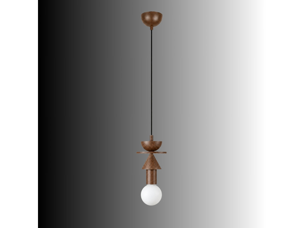 "Rotas" Wooden Pendant Lamp - 13 x 13 x 118 cm - Brown