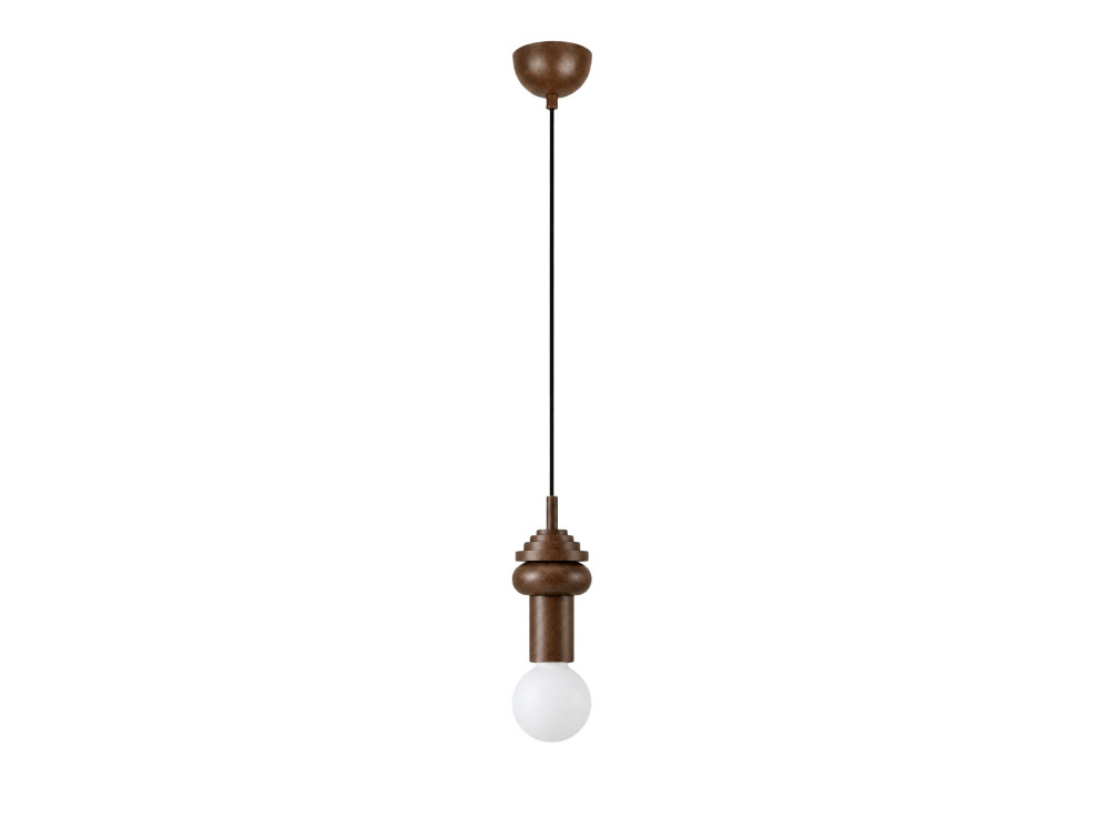 "Rotas" Wooden Pendant Light - 10 x 10 x 113 cm - Brown
