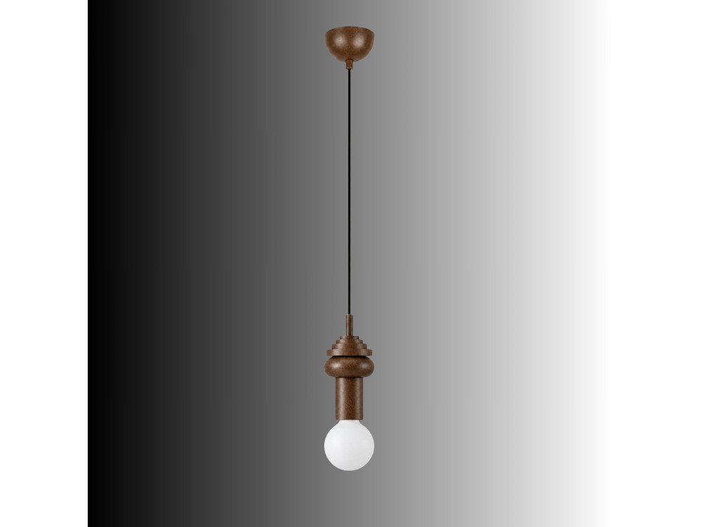 "Rotas" Wooden Pendant Light - 10 x 10 x 113 cm - Brown