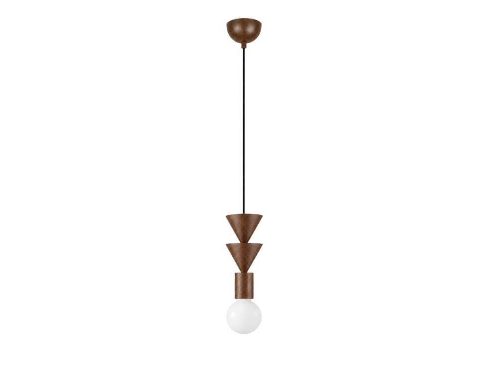 "Rotas" Wooden Pendant Light - 10 x 10 x 115 cm - Brown