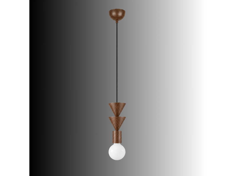 "Rotas" Wooden Pendant Light - 10 x 10 x 115 cm - Brown
