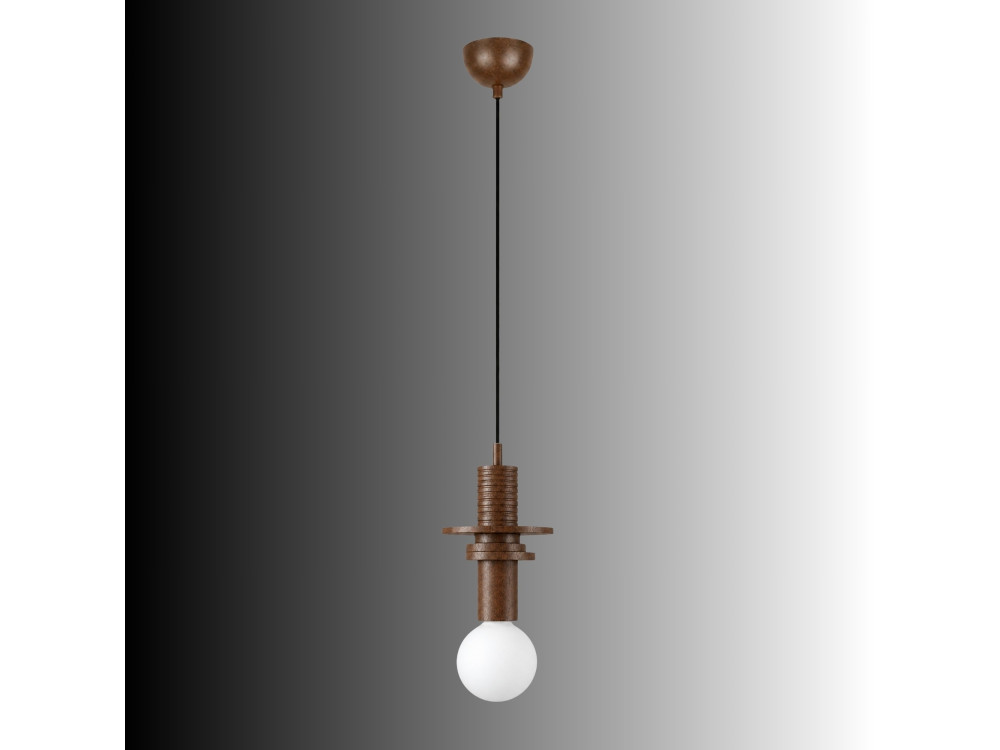 "Rotas" Wooden Pendant Lamp - 13 x 13 x 113 cm - Brown
