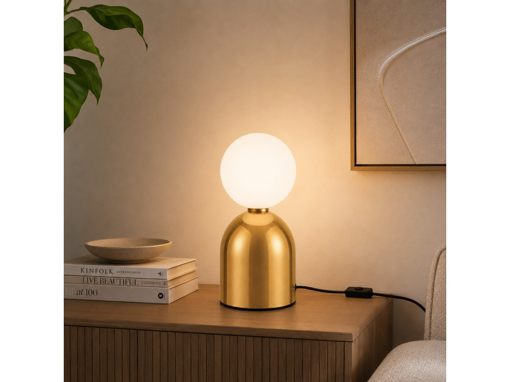 "Pupa" Metal Table Lamp - 14 x 14 x 25 cm - Yellow