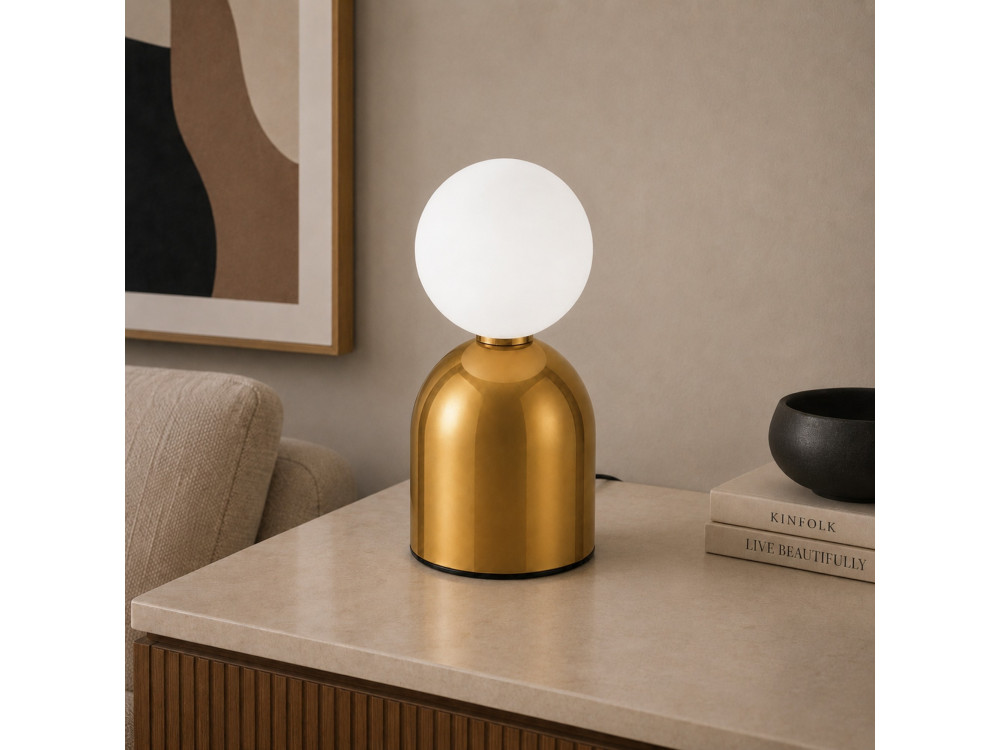 "Pupa" Metal Table Lamp - 14 x 14 x 25 cm - Yellow