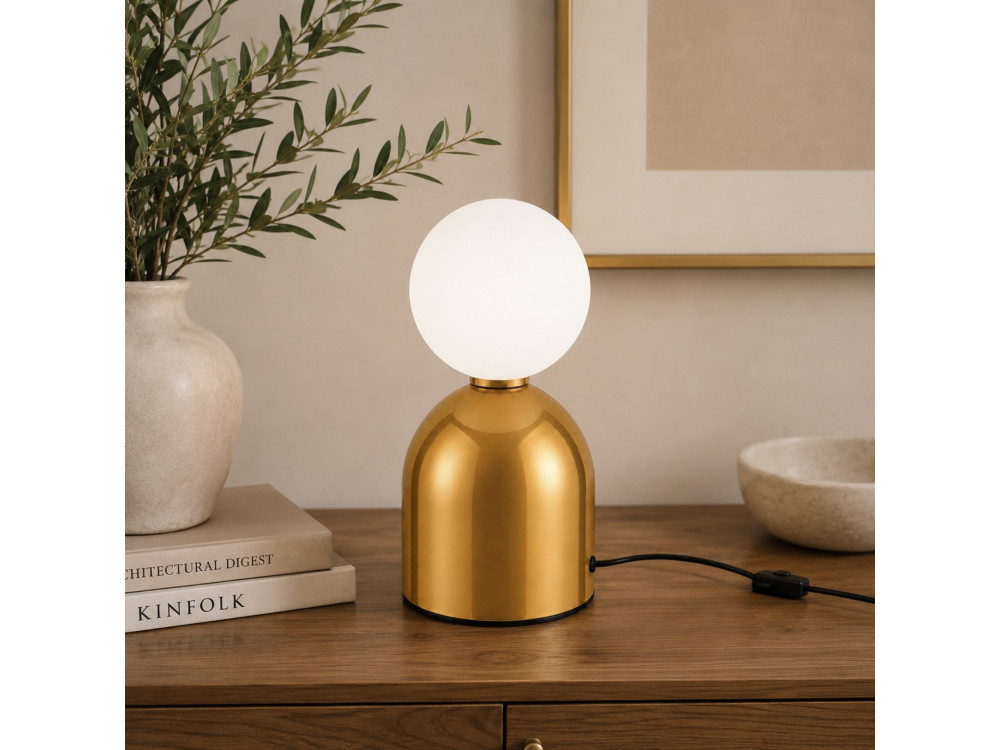 "Pupa" Metal Table Lamp - 14 x 14 x 25 cm - Yellow