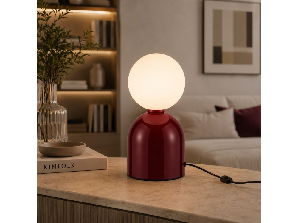 "Pupa" Metal Table Lamp - 14 x 14 x 25 cm - Red