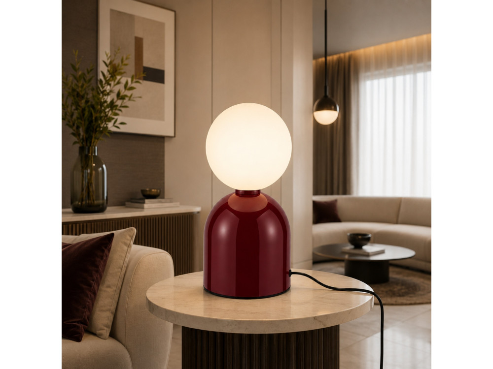 "Pupa" Metal Table Lamp - 14 x 14 x 25 cm - Red