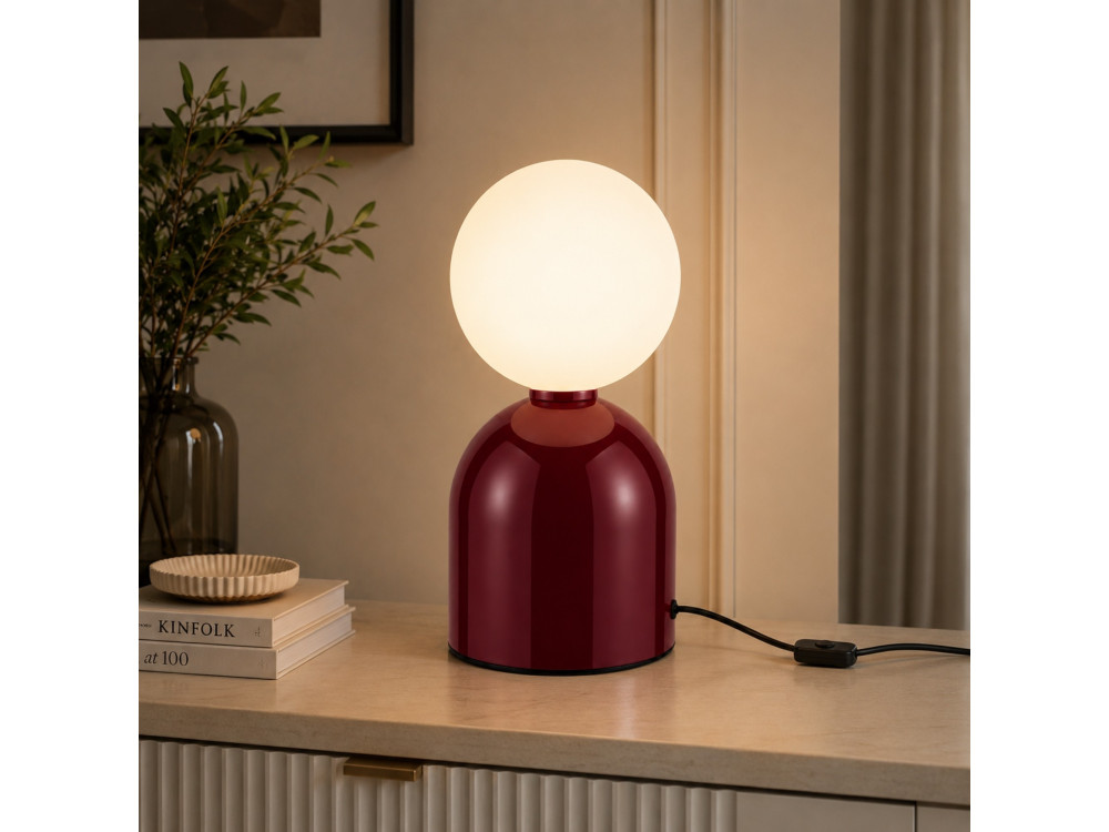 "Pupa" Metal Table Lamp - 14 x 14 x 25 cm - Red