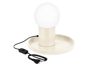 "Tray" Metal Table Lamp - 20 x 20 x 17 cm - Beige