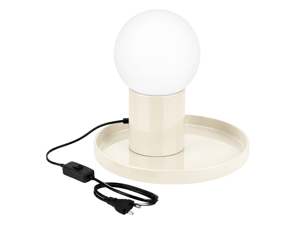 "Tray" Metal Table Lamp - 20 x 20 x 17 cm - Beige