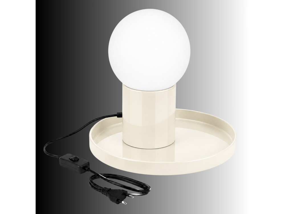 "Tray" Metal Table Lamp - 20 x 20 x 17 cm - Beige