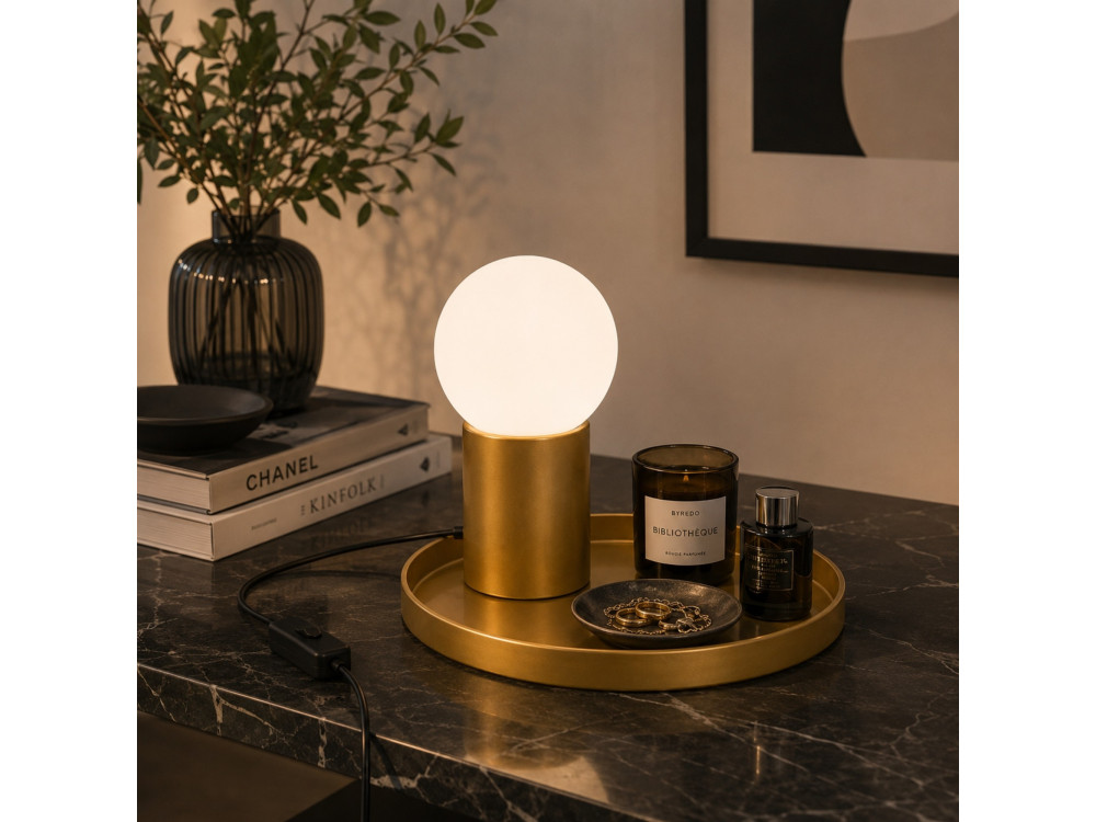 "Tray" Metal Table Lamp - 20 x 20 x 17 cm - Yellow