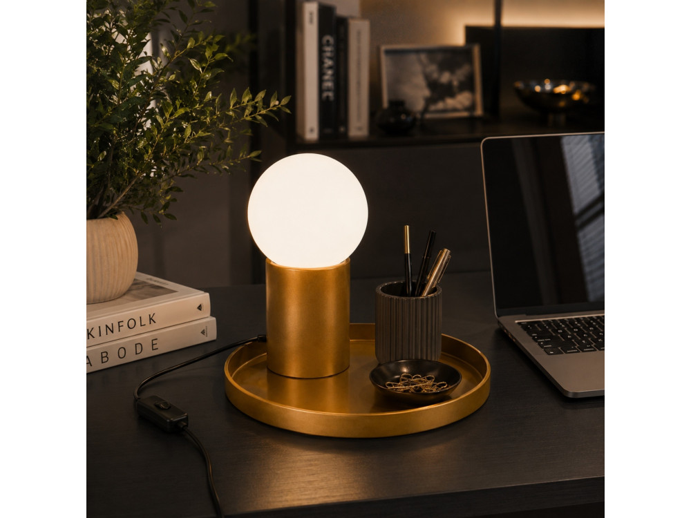 "Tray" Metal Table Lamp - 20 x 20 x 17 cm - Yellow