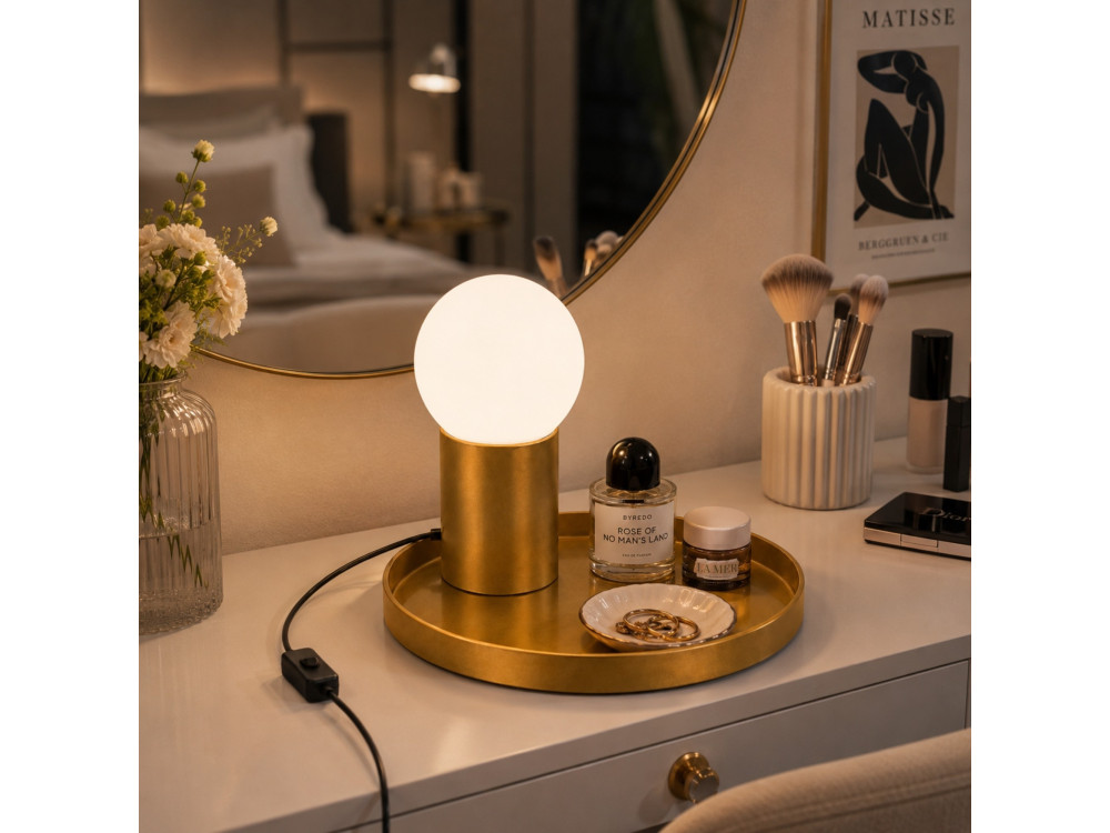 "Tray" Metal Table Lamp - 20 x 20 x 17 cm - Yellow