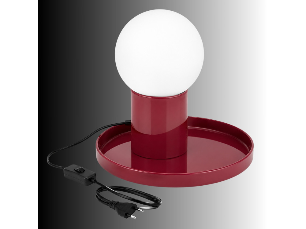 "Tray" Metal Table Lamp - 20 x 20 x 17 cm - Red