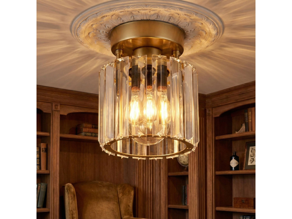 "Yakops" Metal Ceiling Light - Height: 17 cm - Yellow