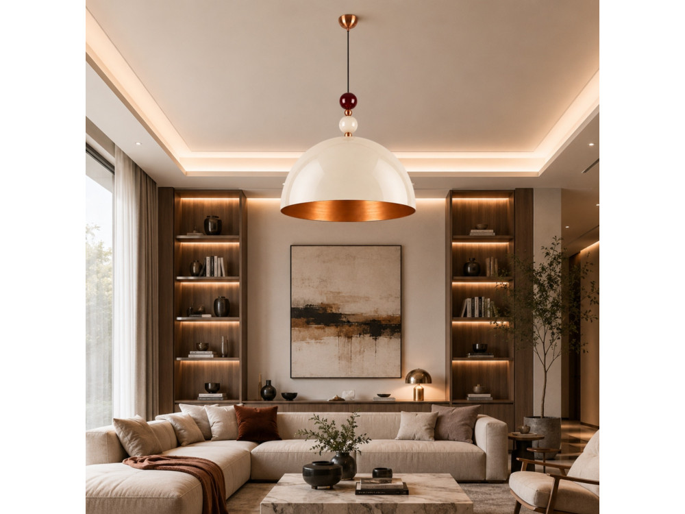 "Bubble" Metal Pendant Light - 60 x 60 cm - Beige