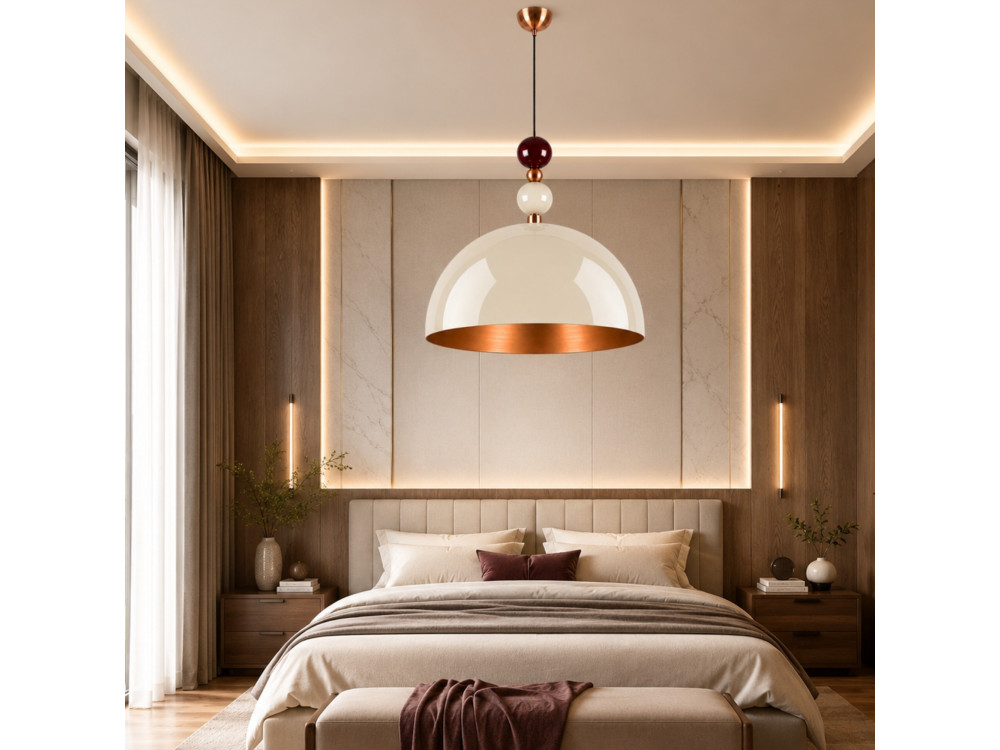 "Bubble" Metal Pendant Light - 60 x 60 cm - Beige