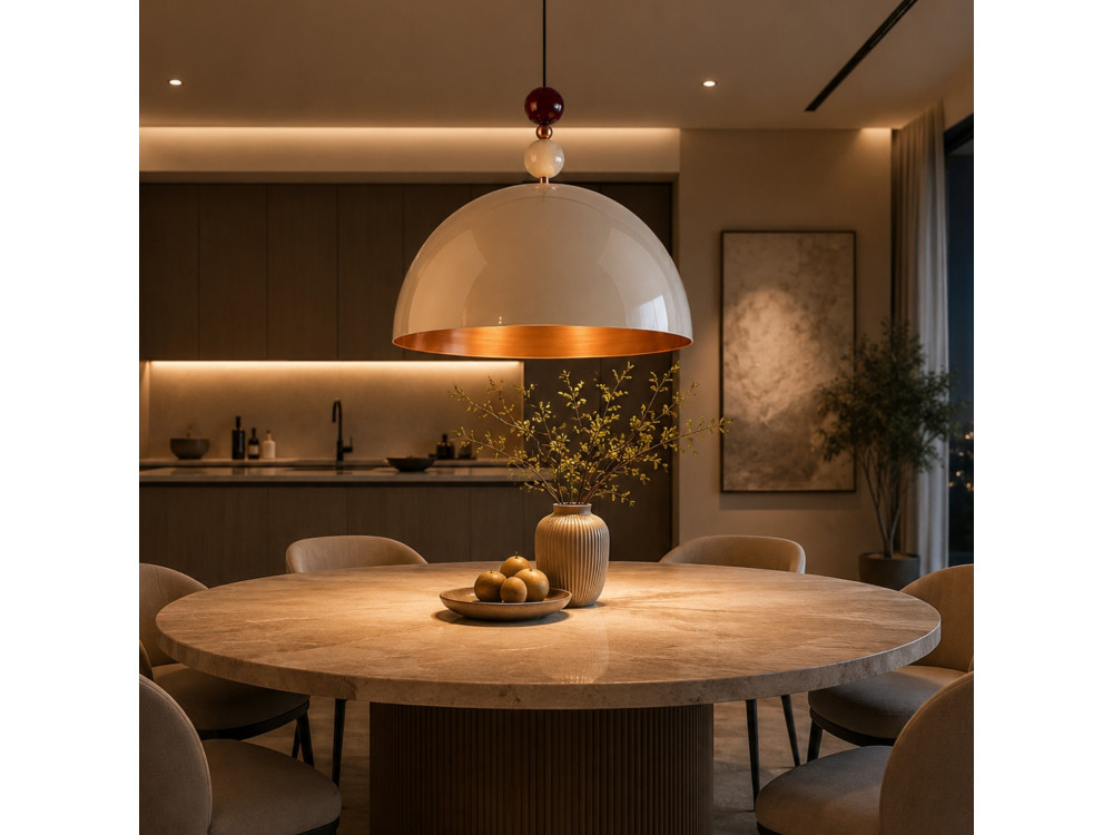 "Bubble" Metal Pendant Light - 60 x 60 cm - Beige