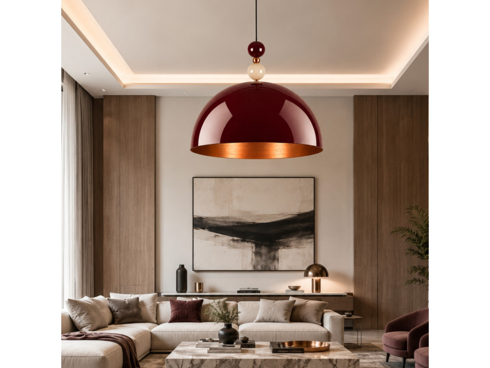 "Bubble" Metal Pendant Light - 60 x 60 cm - Bordeaux