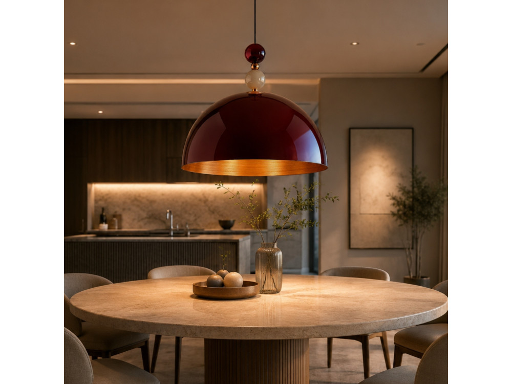 "Bubble" Metal Pendant Light - 60 x 60 cm - Bordeaux