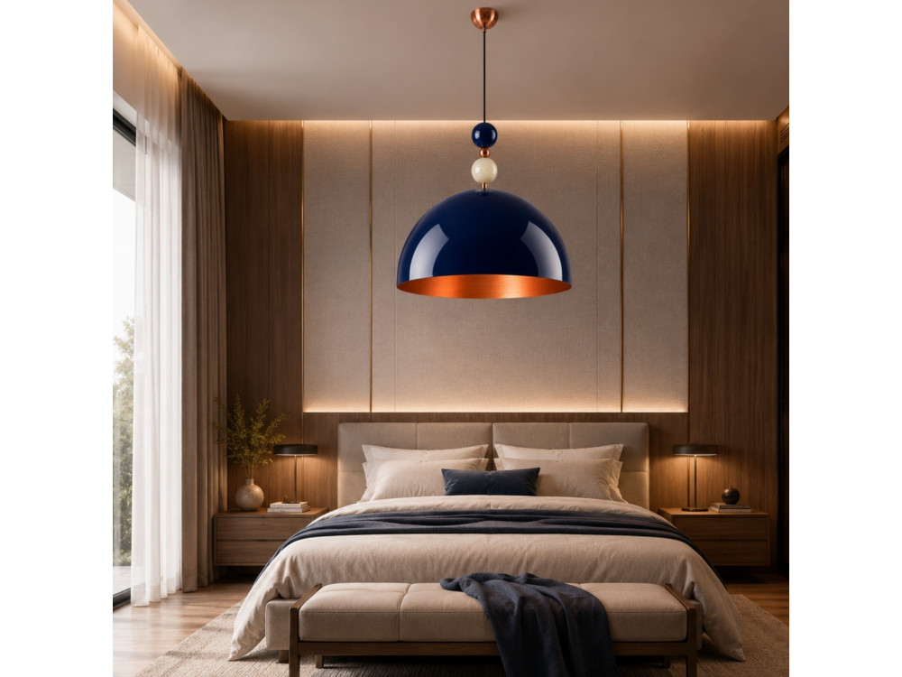 "Bubble" Metal Pendant Light - 60 x 60 cm - Navy Blue