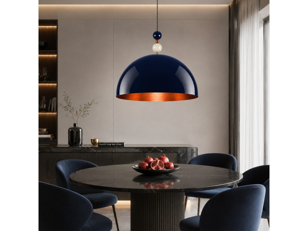 "Bubble" Metal Pendant Light - 60 x 60 cm - Navy Blue
