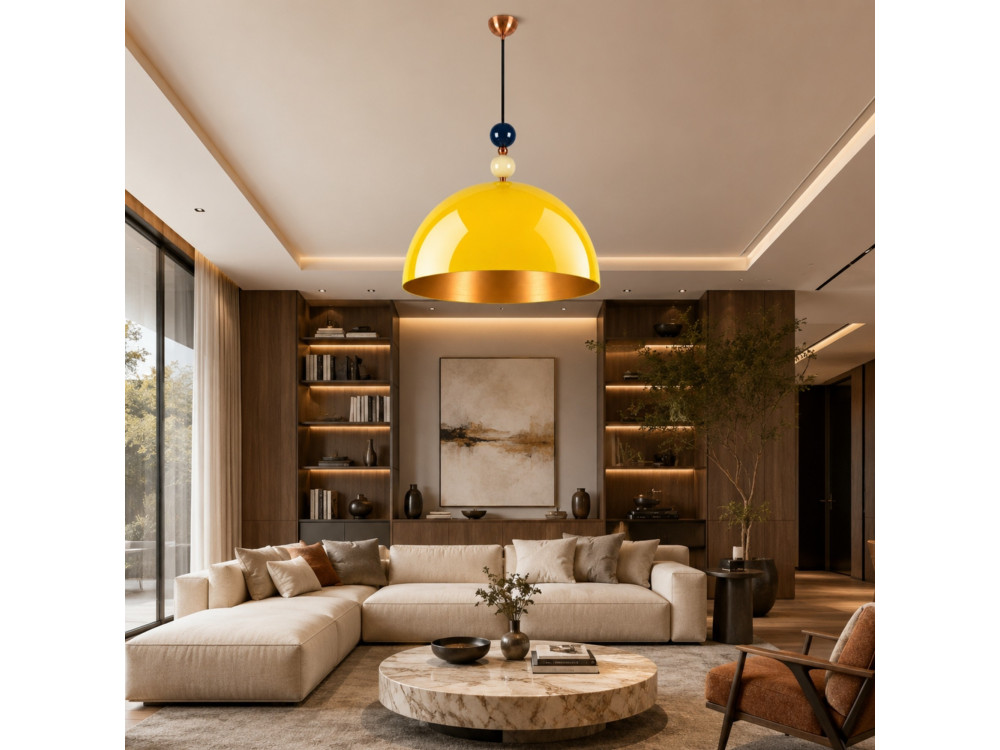 "Bubble" Metal Pendant Light - 60 x 60 cm - Yellow