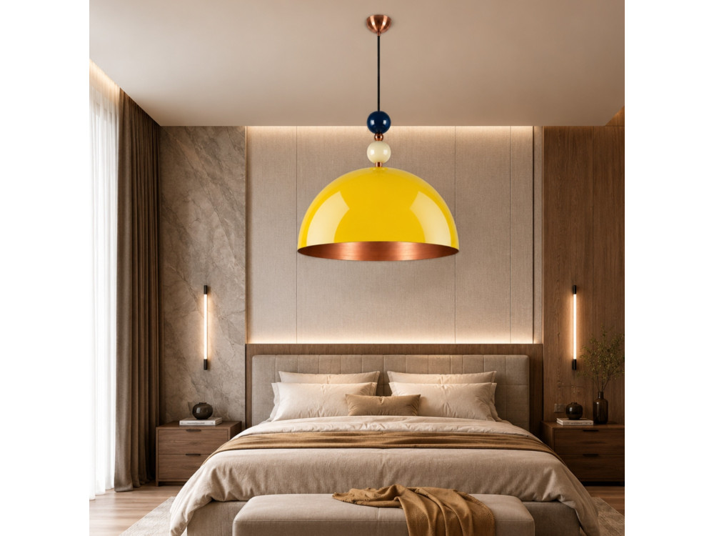 "Bubble" Metal Pendant Light - 60 x 60 cm - Yellow