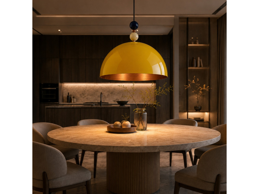"Bubble" Metal Pendant Light - 60 x 60 cm - Yellow