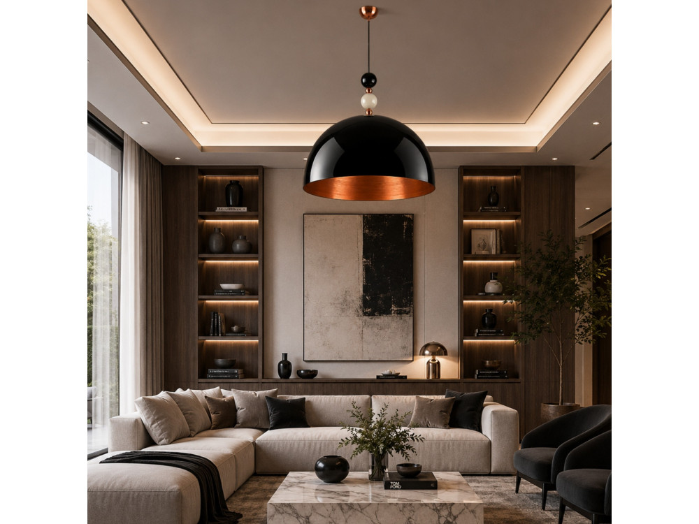 "Bubble" Metal Pendant Light - 60 x 60 cm - Black