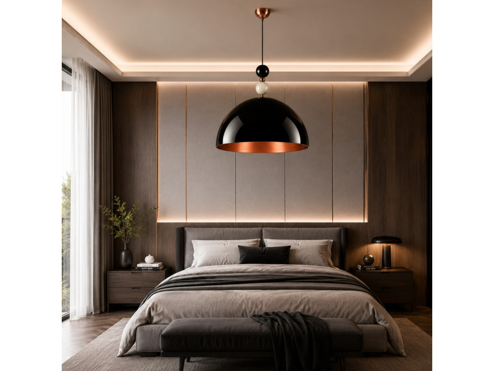 "Bubble" Metal Pendant Light - 60 x 60 cm - Black
