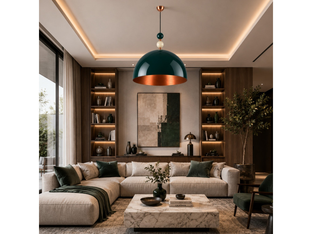 "Bubble" Metal Pendant Light - 60 x 60 cm - Dark Green