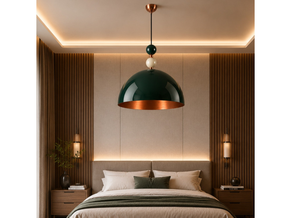 "Bubble" Metal Pendant Light - 60 x 60 cm - Dark Green