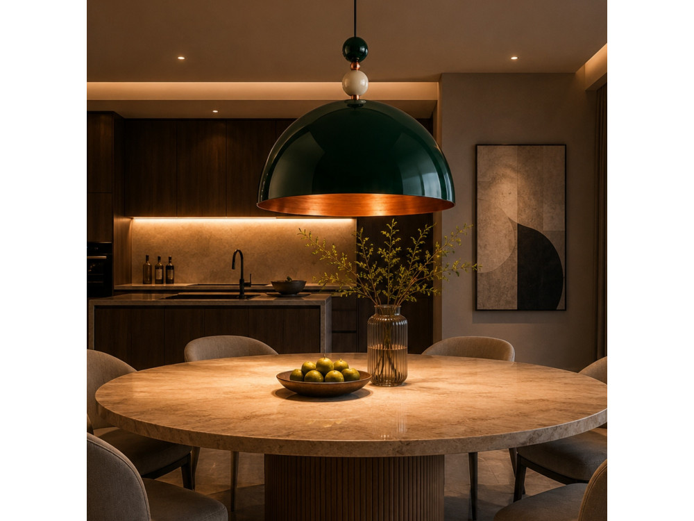 "Bubble" Metal Pendant Light - 60 x 60 cm - Dark Green