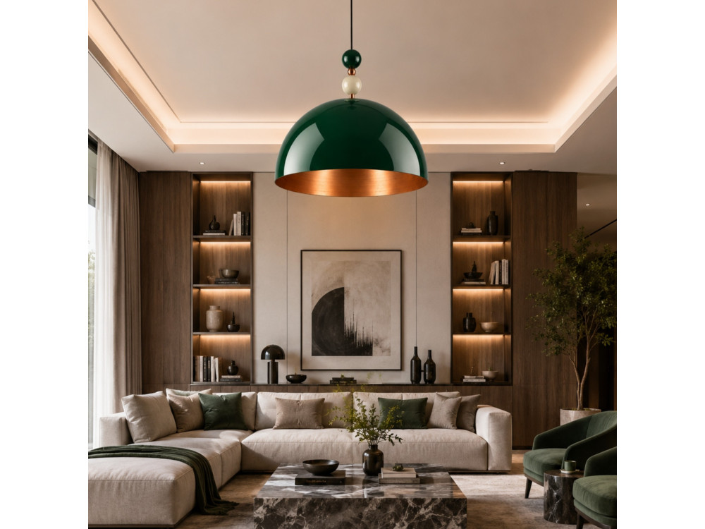 "Bubble" Metal Pendant Light - 60 x 60 cm - Dark Green
