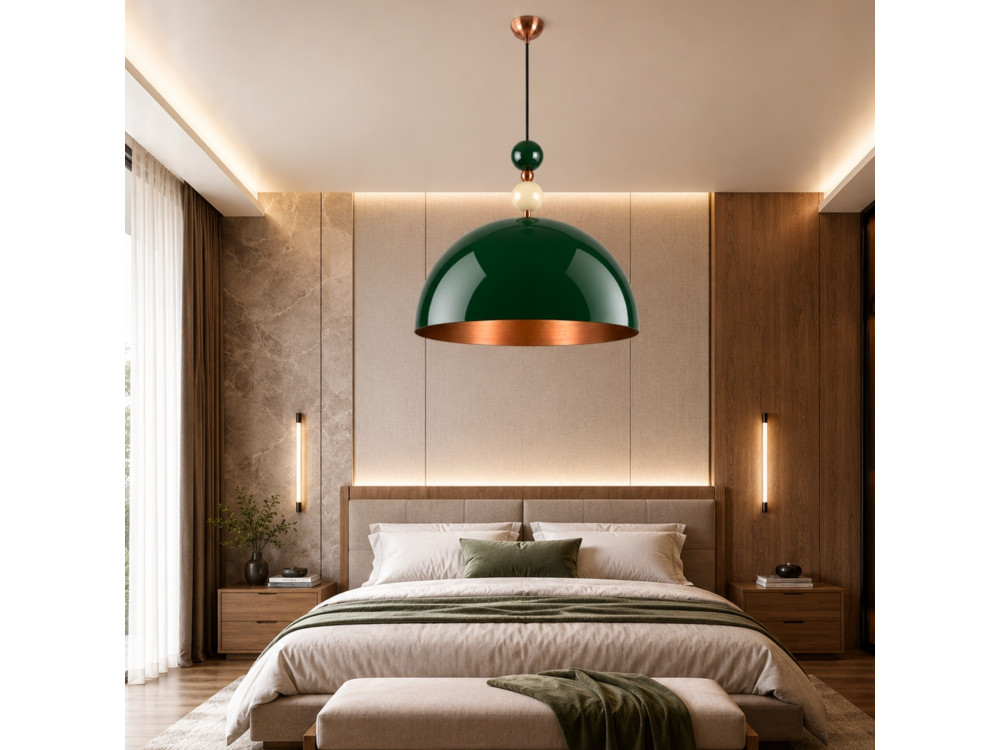 "Bubble" Metal Pendant Light - 60 x 60 cm - Dark Green