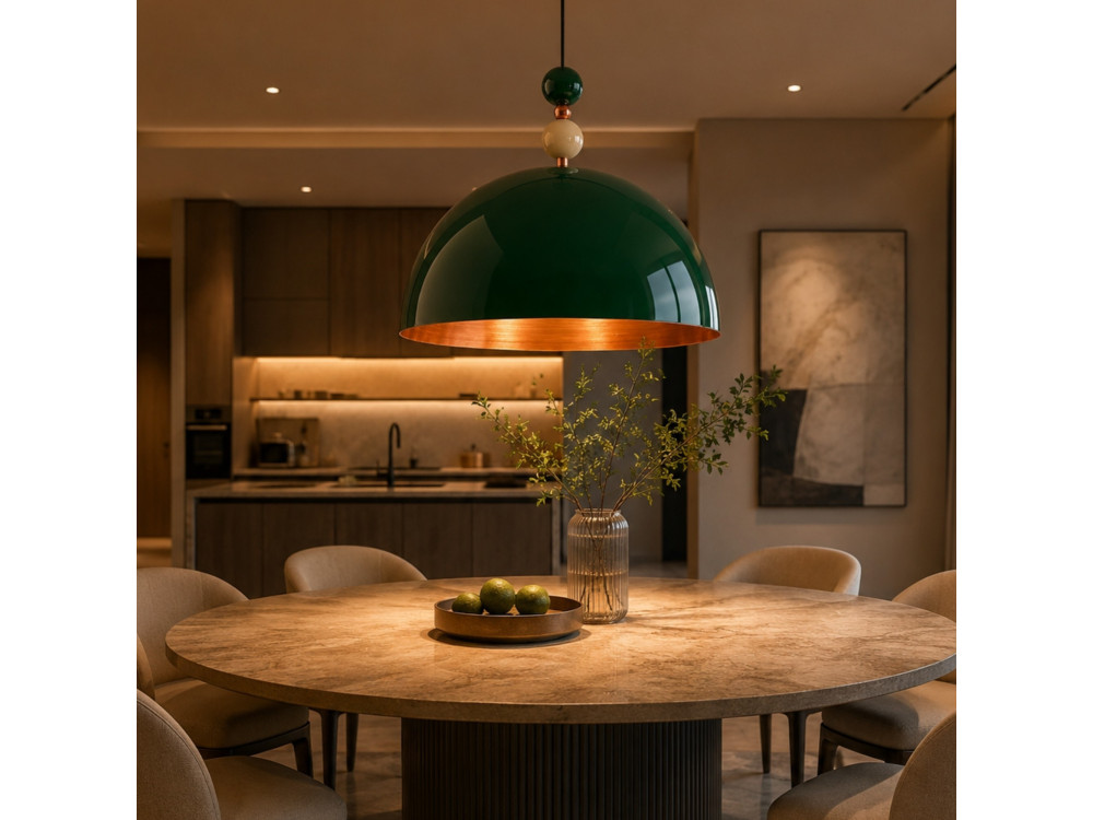 "Bubble" Metal Pendant Light - 60 x 60 cm - Dark Green