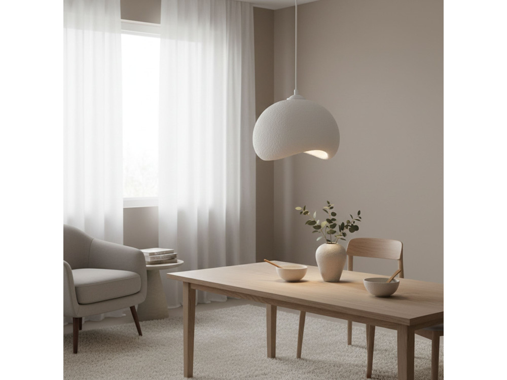 "Yontu" Metal Pendant Light - 34 x 29 x 120 cm - White