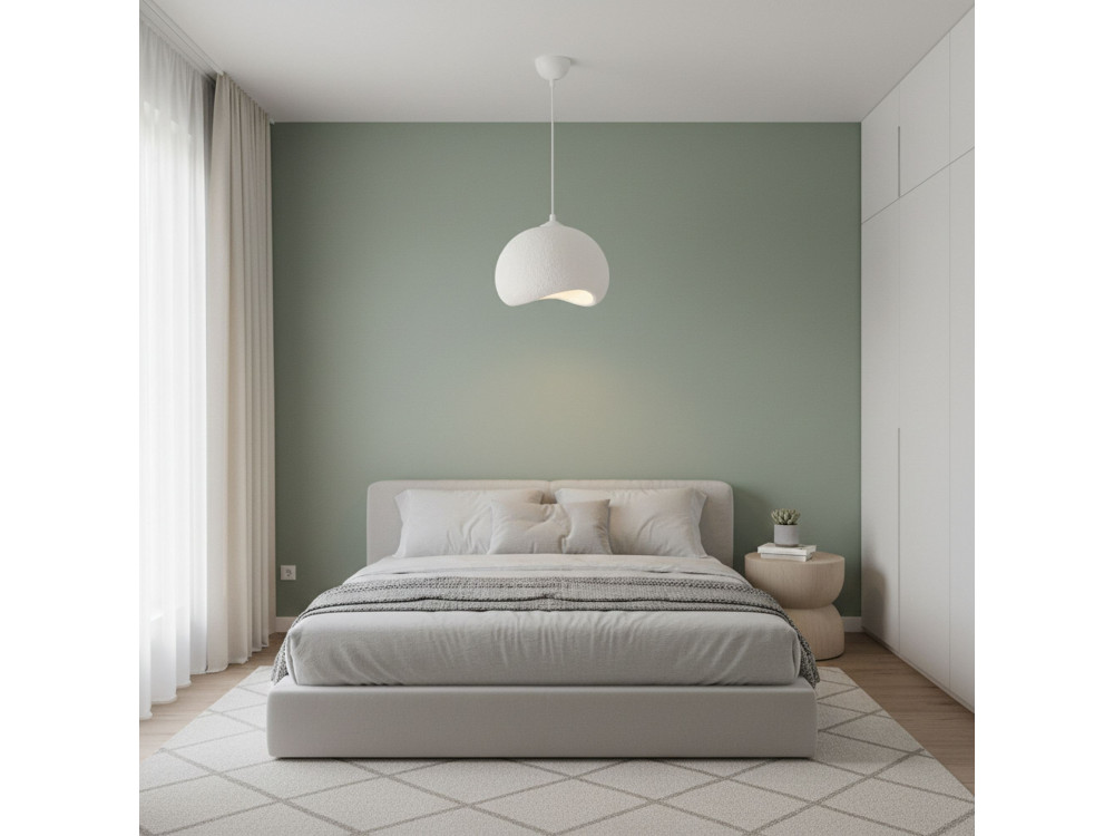 "Yontu" Metal Pendant Light - 34 x 29 x 120 cm - White