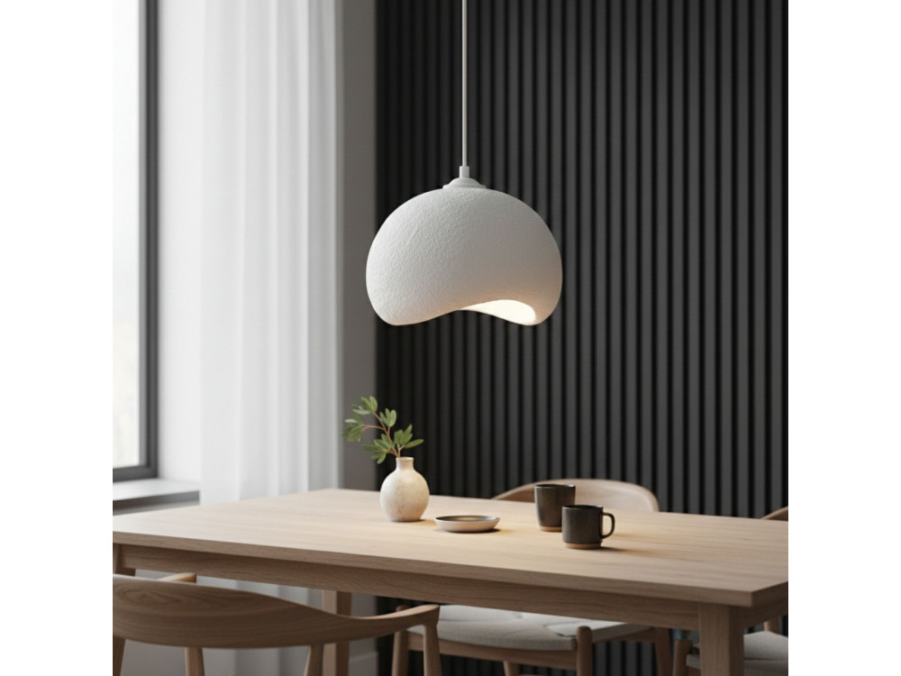 "Yontu" Metal Pendant Light - 34 x 29 x 120 cm - White