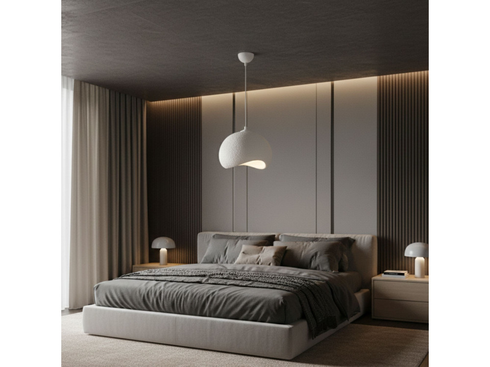 "Yontu" Metal Pendant Light - 34 x 29 x 120 cm - White
