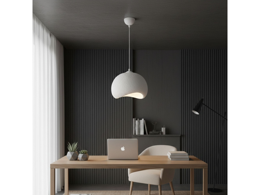 "Yontu" Metal Pendant Light - 34 x 29 x 120 cm - White