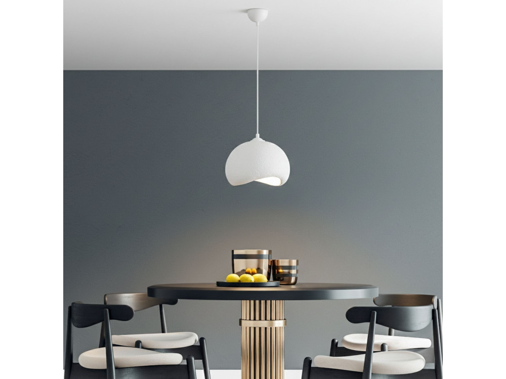 "Yontu" Metal Pendant Light - 34 x 29 x 120 cm - White