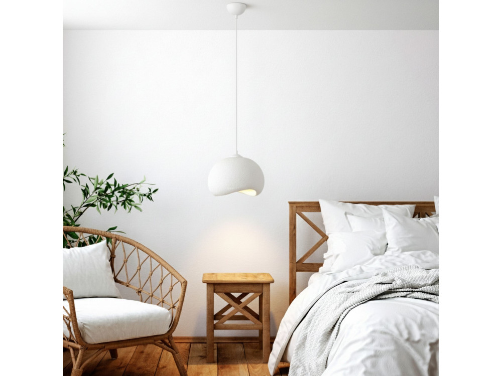 "Yontu" Metal Pendant Light - 34 x 29 x 120 cm - White