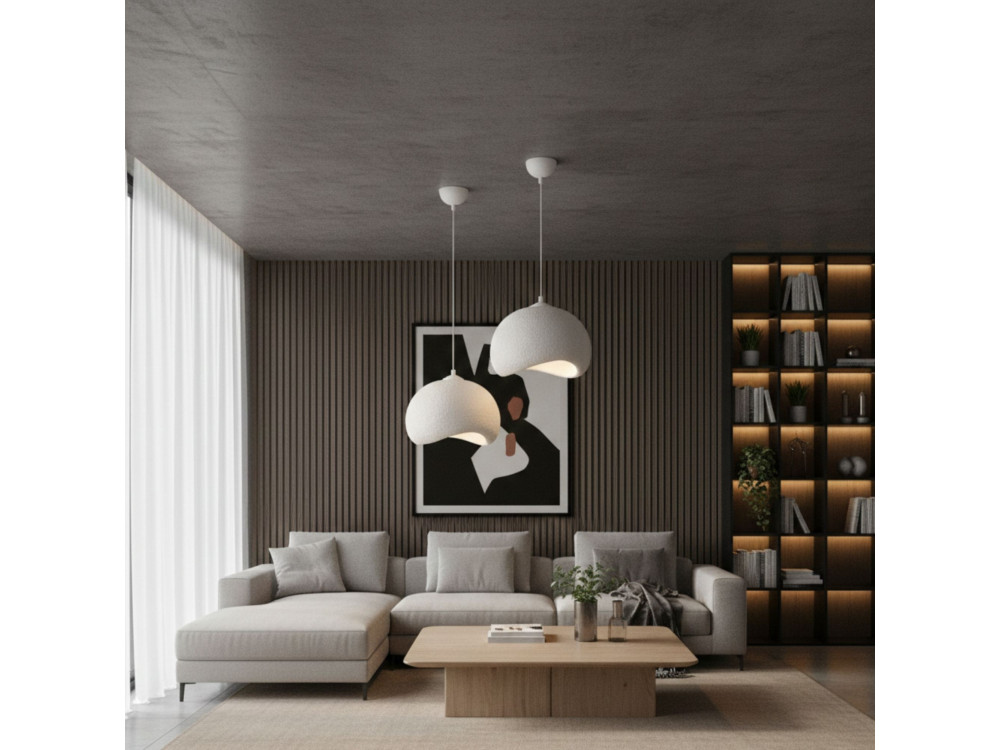"Yontu" Metal Pendant Light - 34 x 29 x 120 cm - White